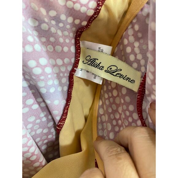 Alisha Levine One Piece Bathing Suit Adjustable Strap Rust Red White Dots Size 8 - Picture 3 of 9